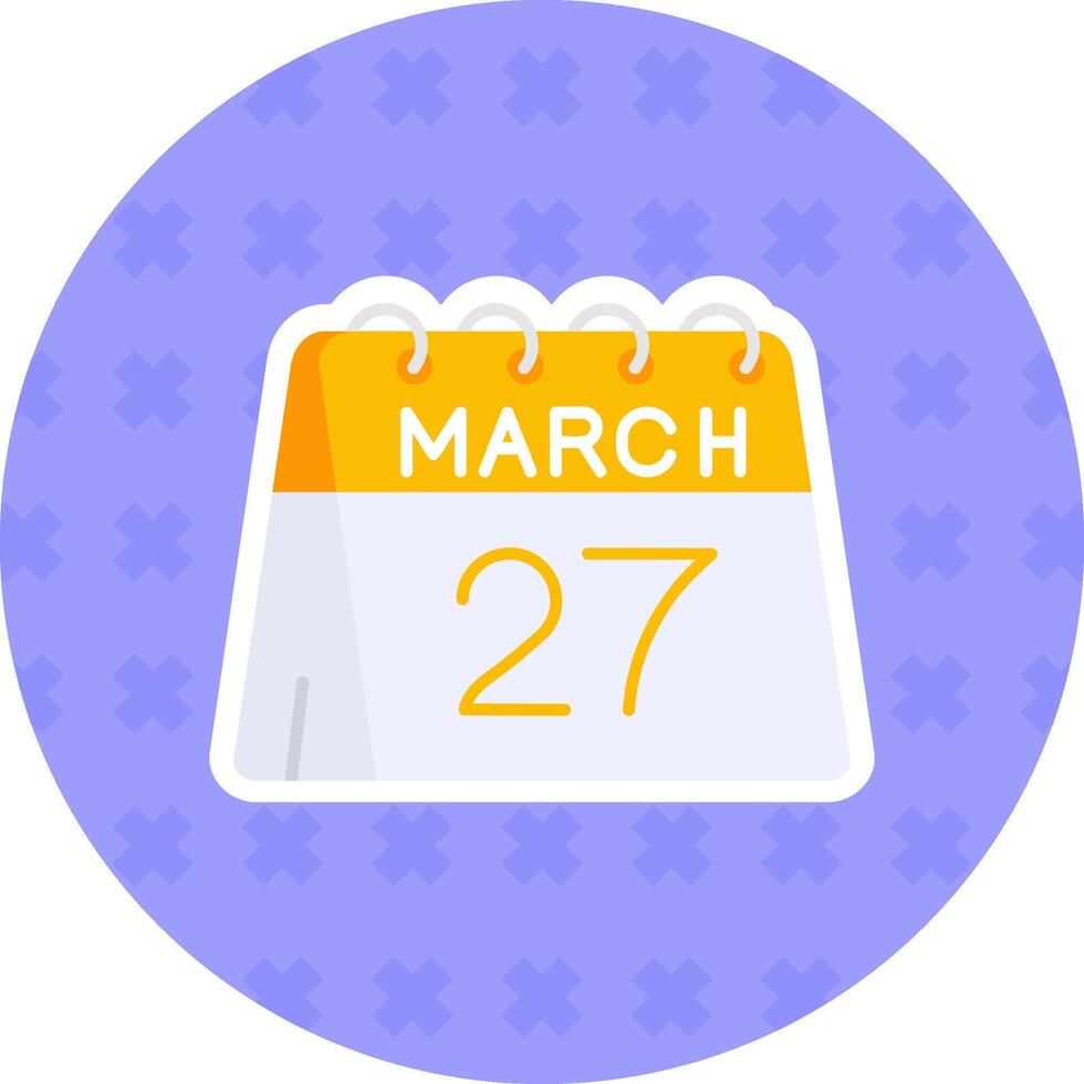 27th of March Flat Sticker Icon vector