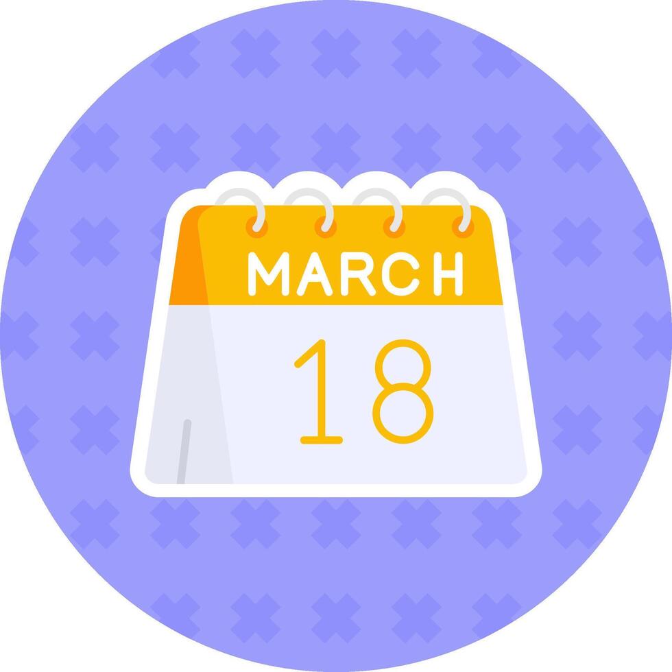 18th of March Flat Sticker Icon vector