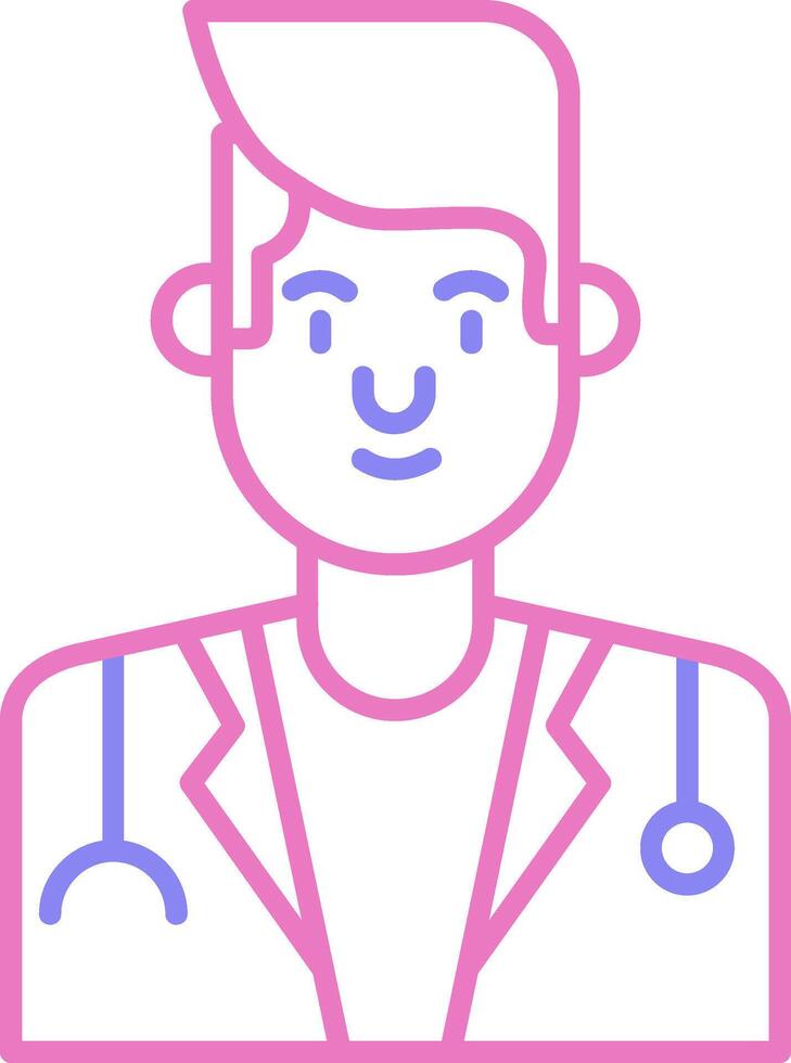 Male Doctor Linear Two Colour Icon vector