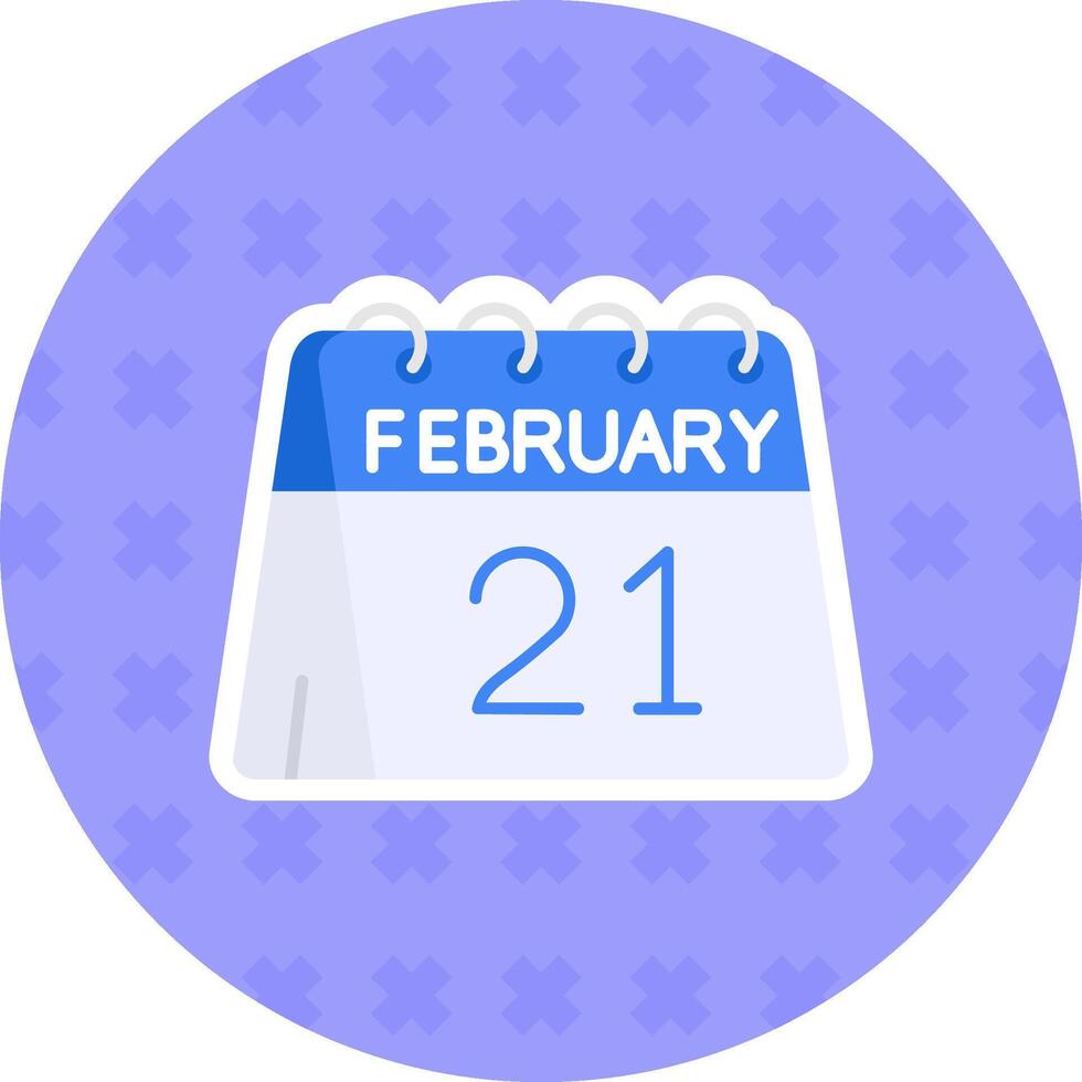 21st of February Flat Sticker Icon vector