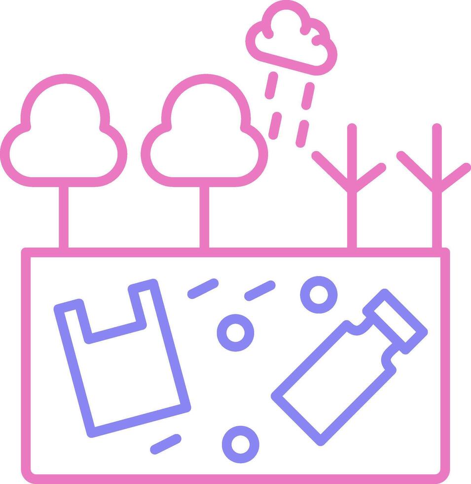 tierra contaminación lineal dos color icono vector