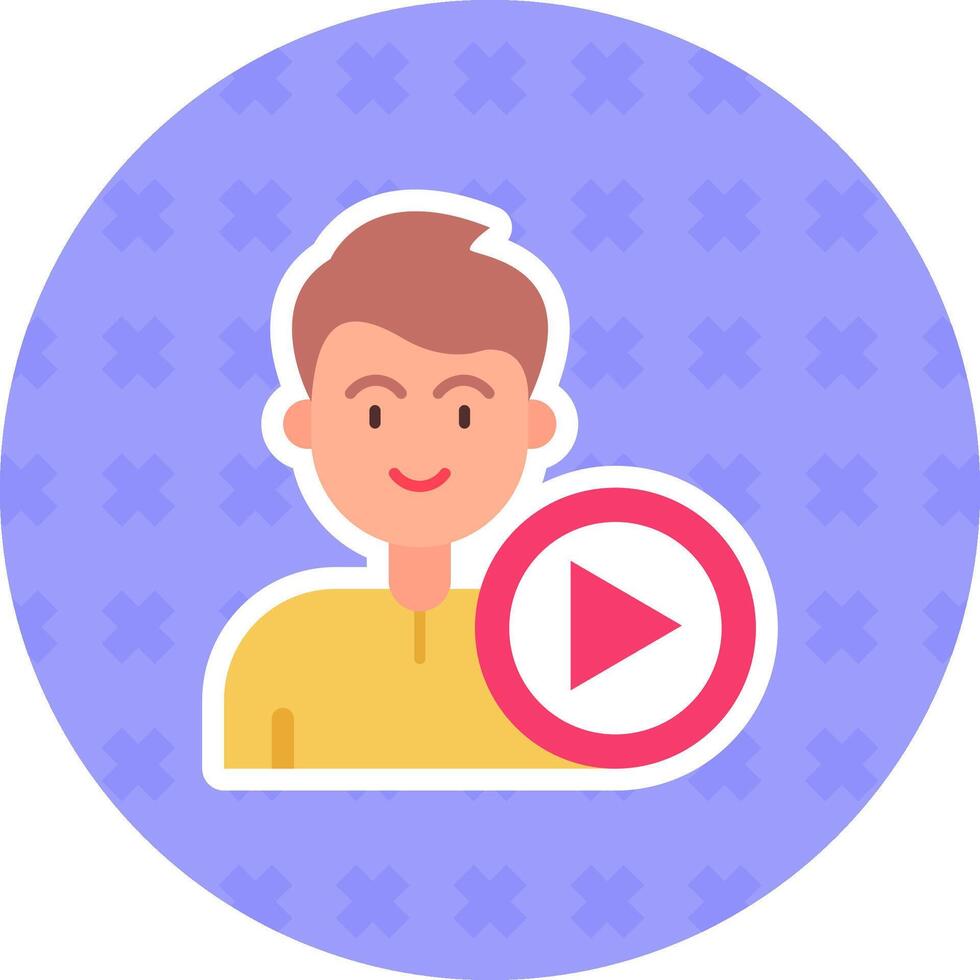 Play Flat Sticker Icon vector