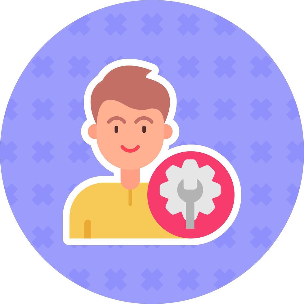 Maintenance Flat Sticker Icon vector