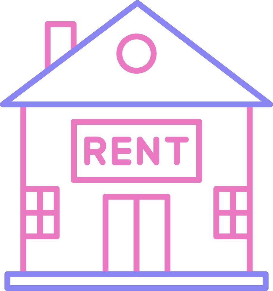 House for Rent Linear Two Colour Icon vector