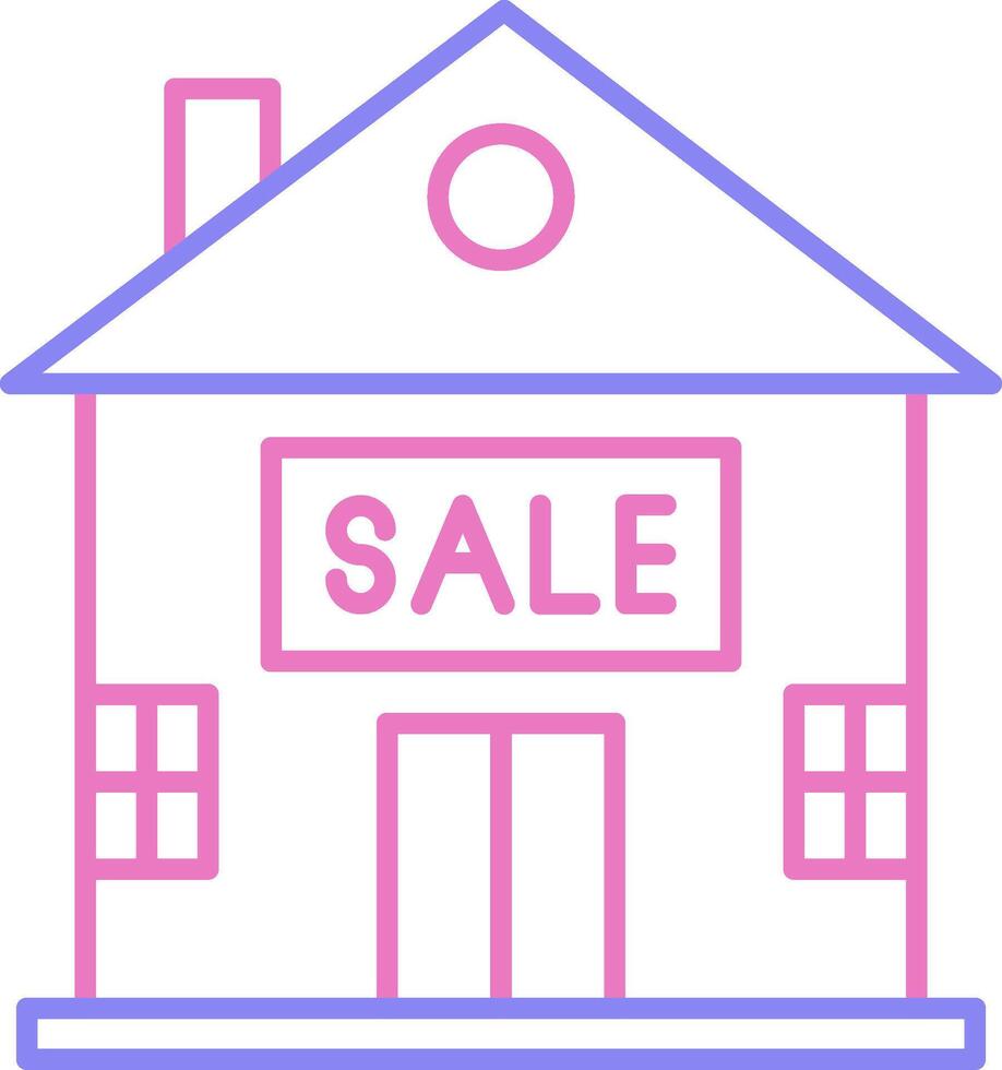 House for Sale Linear Two Colour Icon vector
