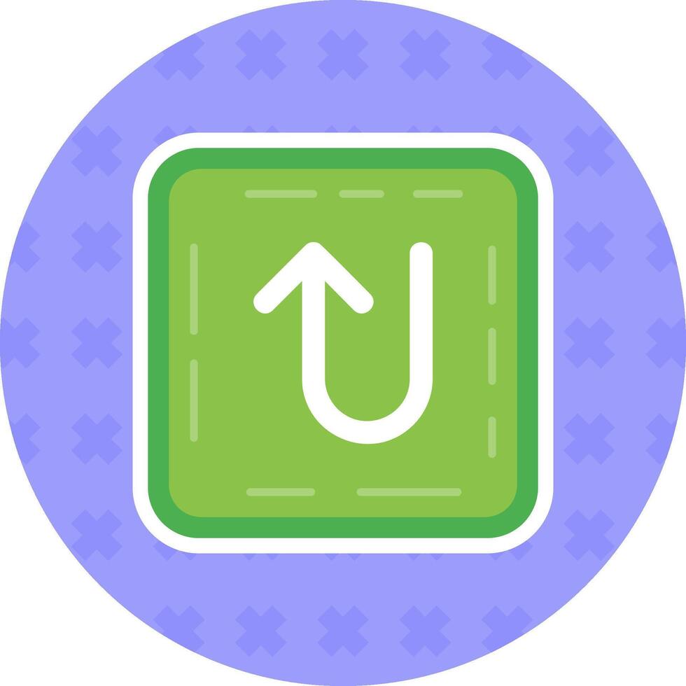 U turn Flat Sticker Icon vector