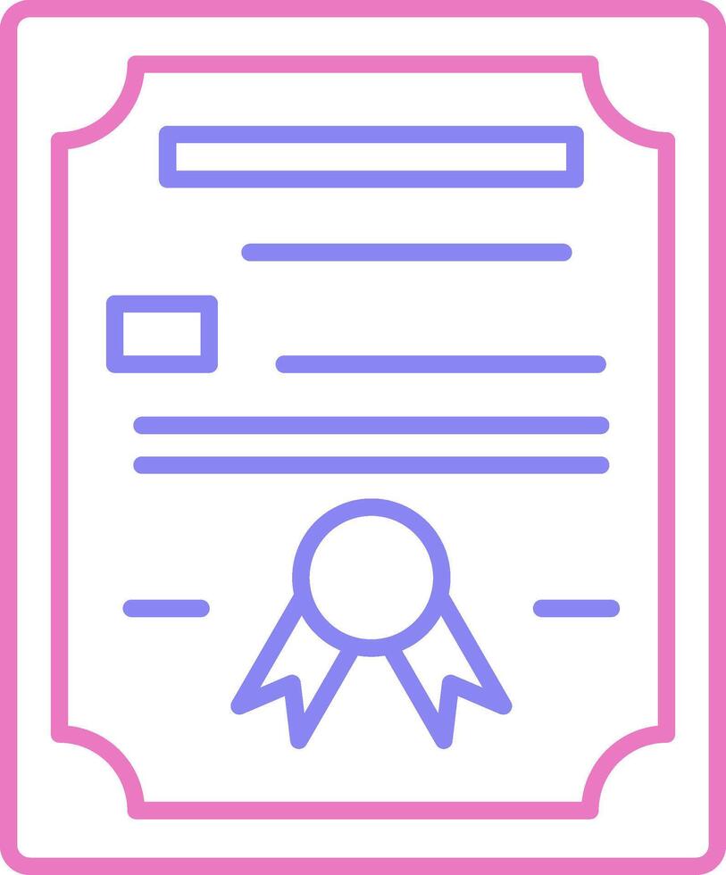 Certificate Linear Two Colour Icon vector