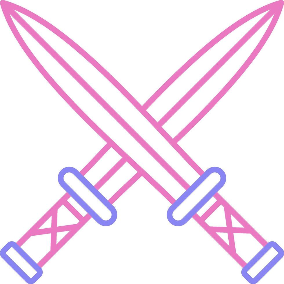 Two Swords Linear Two Colour Icon vector