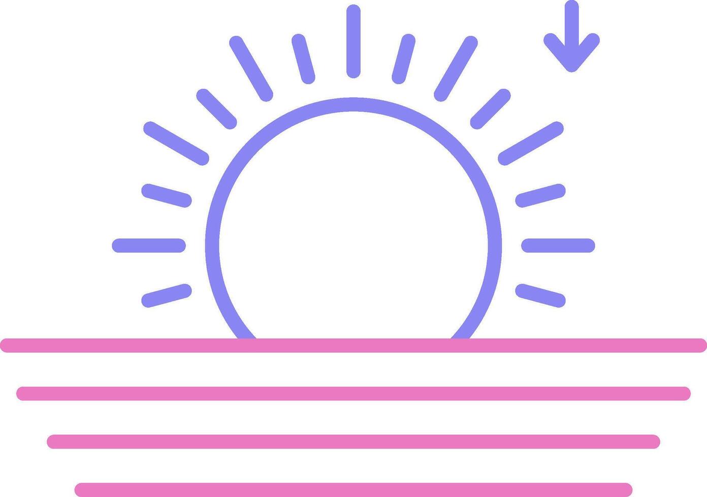 puesta de sol lineal dos color icono vector