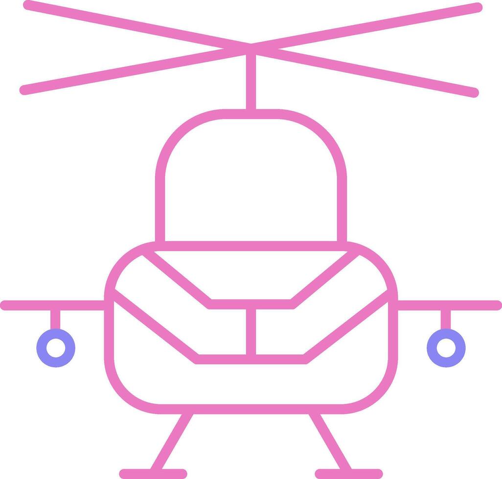 militar helicóptero lineal dos color icono vector