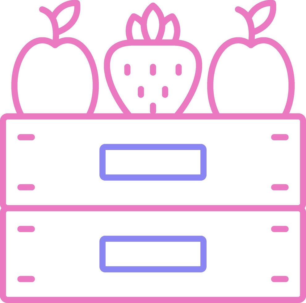 Fruta caja lineal dos color icono vector