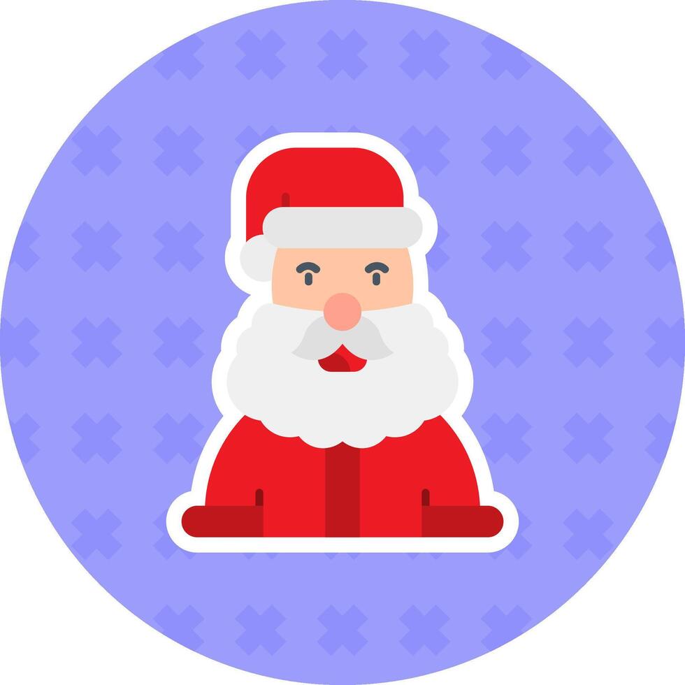 Papa Noel claus plano pegatina icono vector