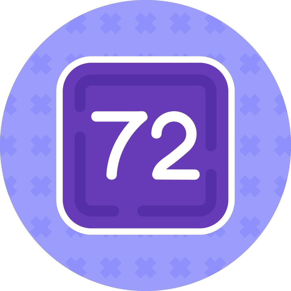 Seventy Two Flat Sticker Icon vector