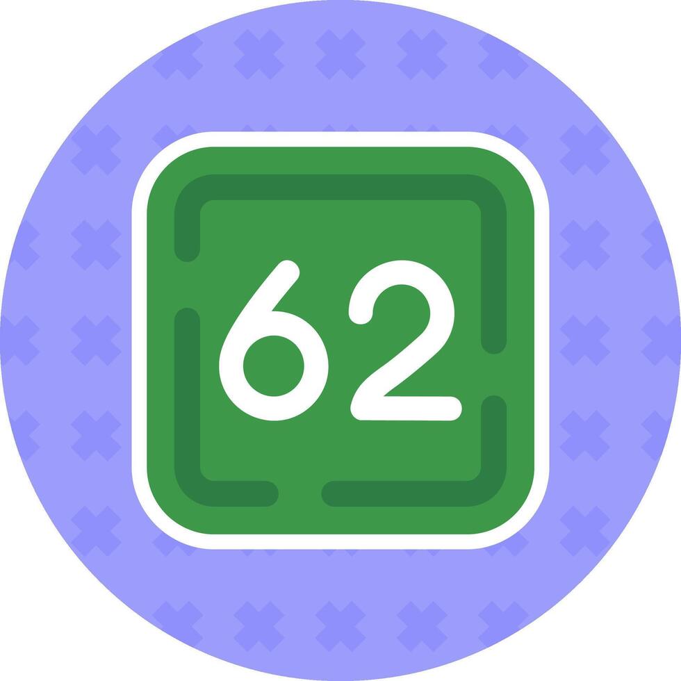Sixty Two Flat Sticker Icon vector