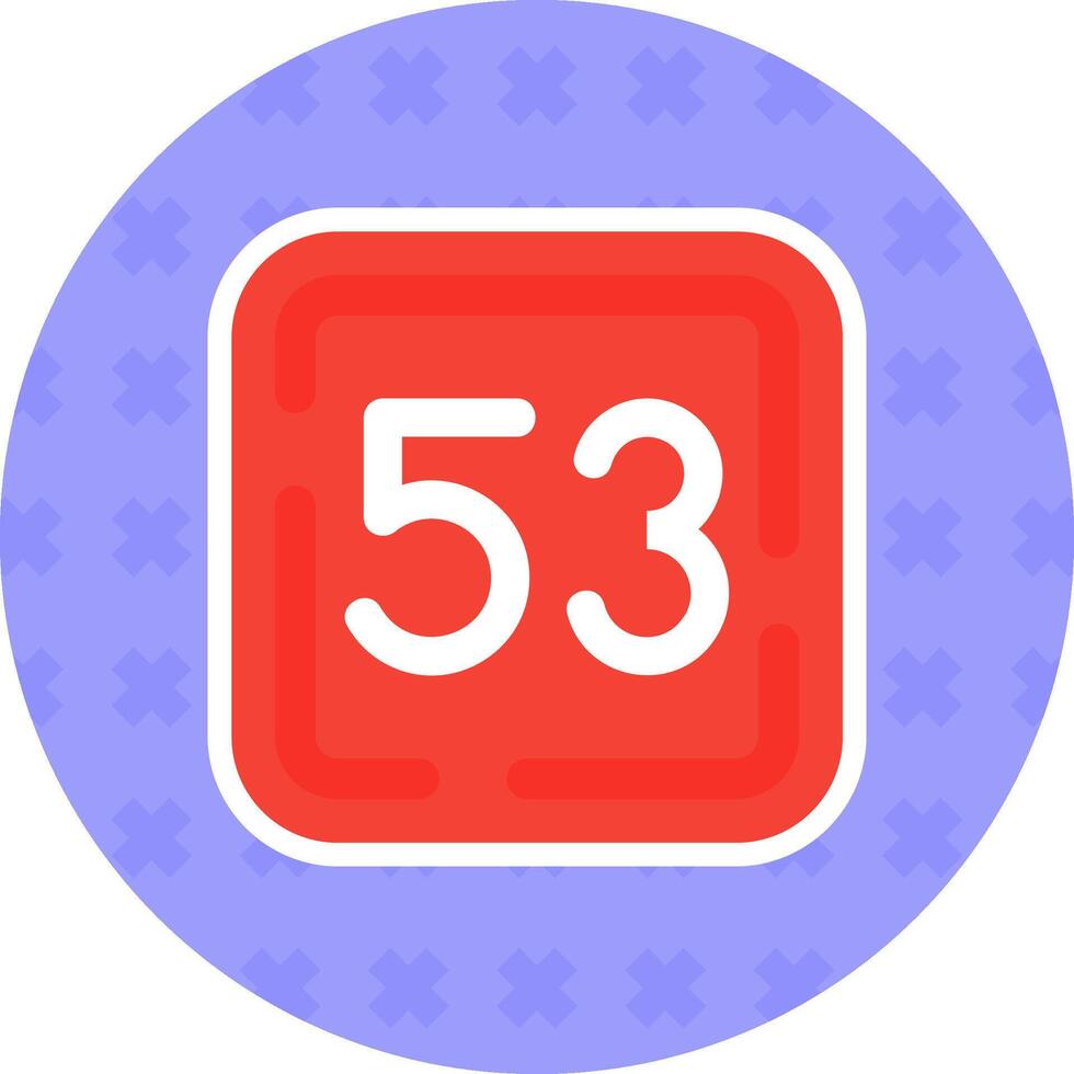 Fifty Three Flat Sticker Icon vector