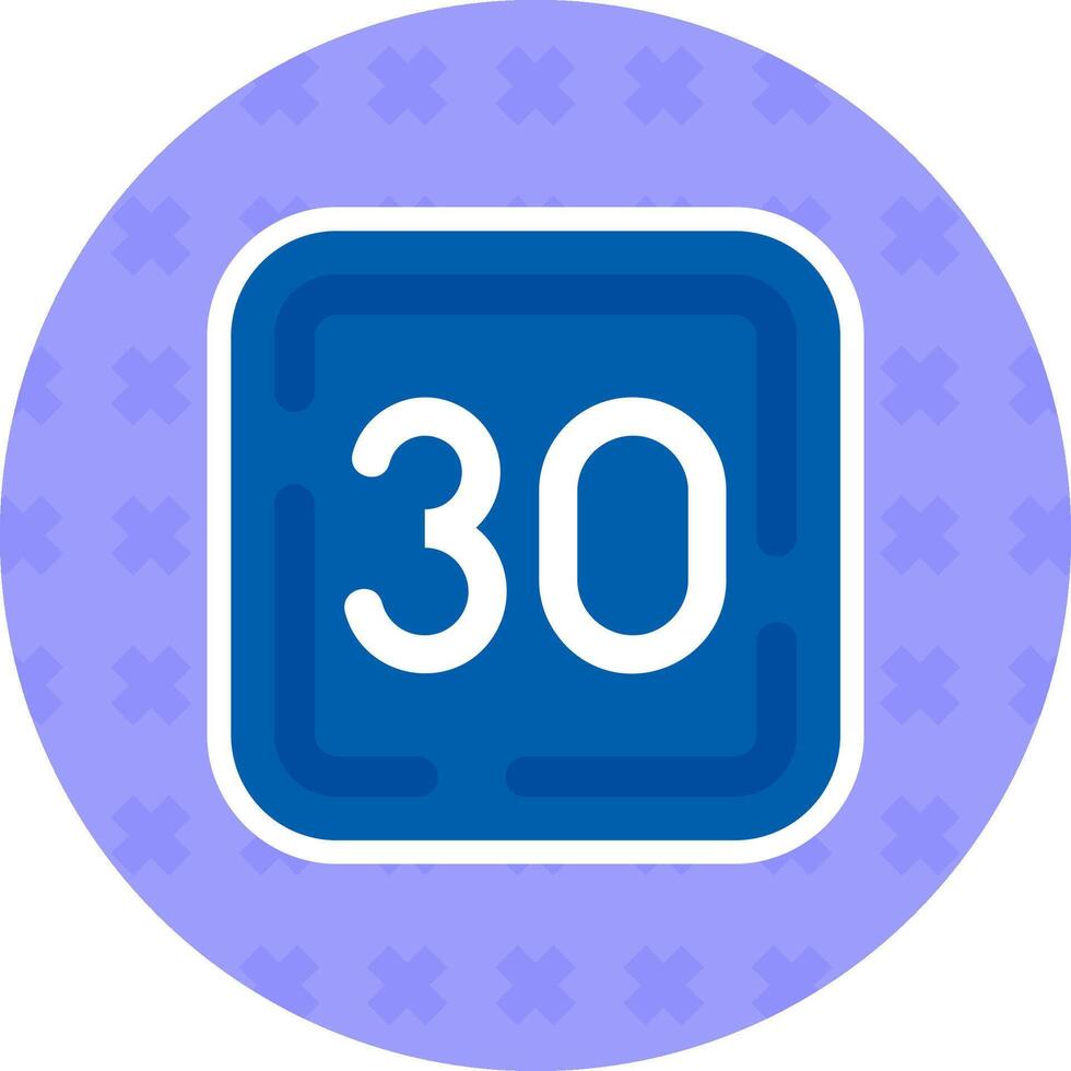 Thirty Flat Sticker Icon vector
