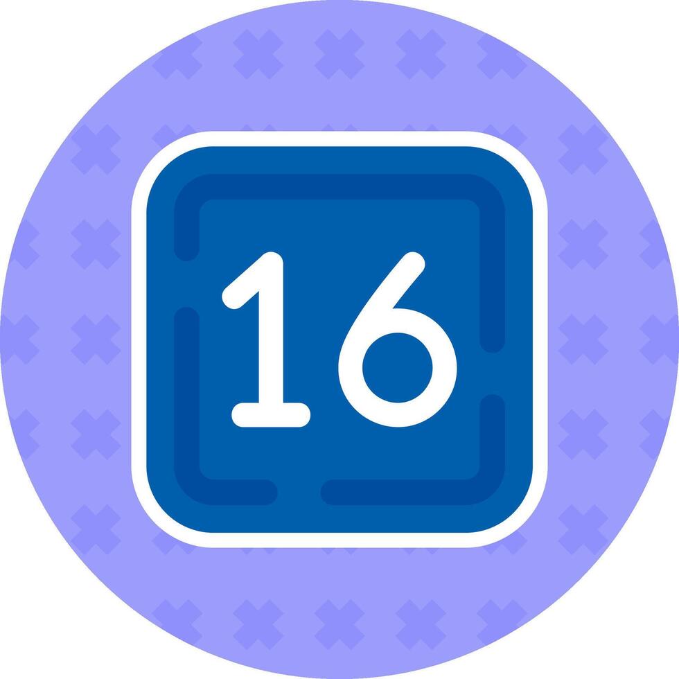 Sixteen Flat Sticker Icon vector
