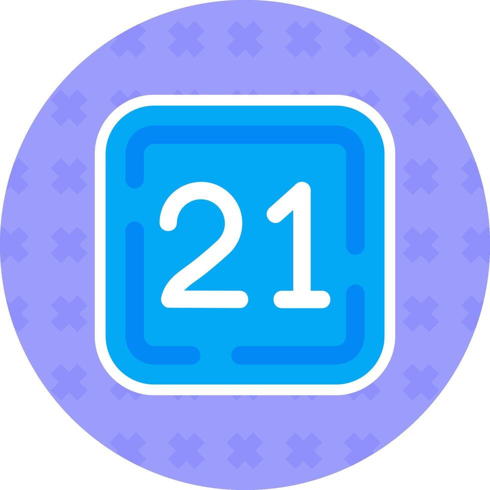 Twenty One Flat Sticker Icon vector