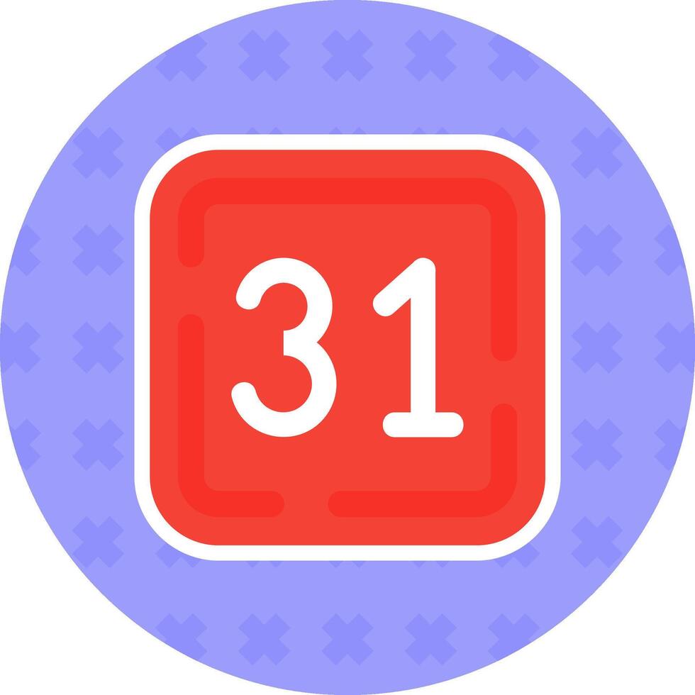 Thirty One Flat Sticker Icon vector