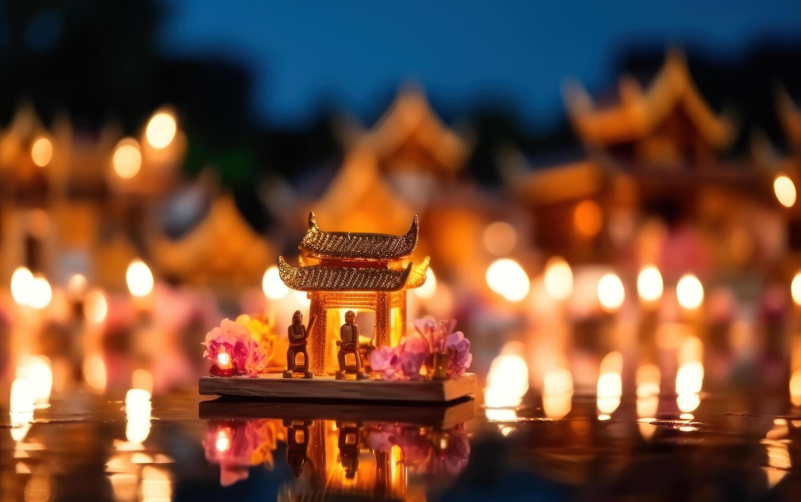 AI generated Thailand festival Loy Krathong. Ai Generative photo