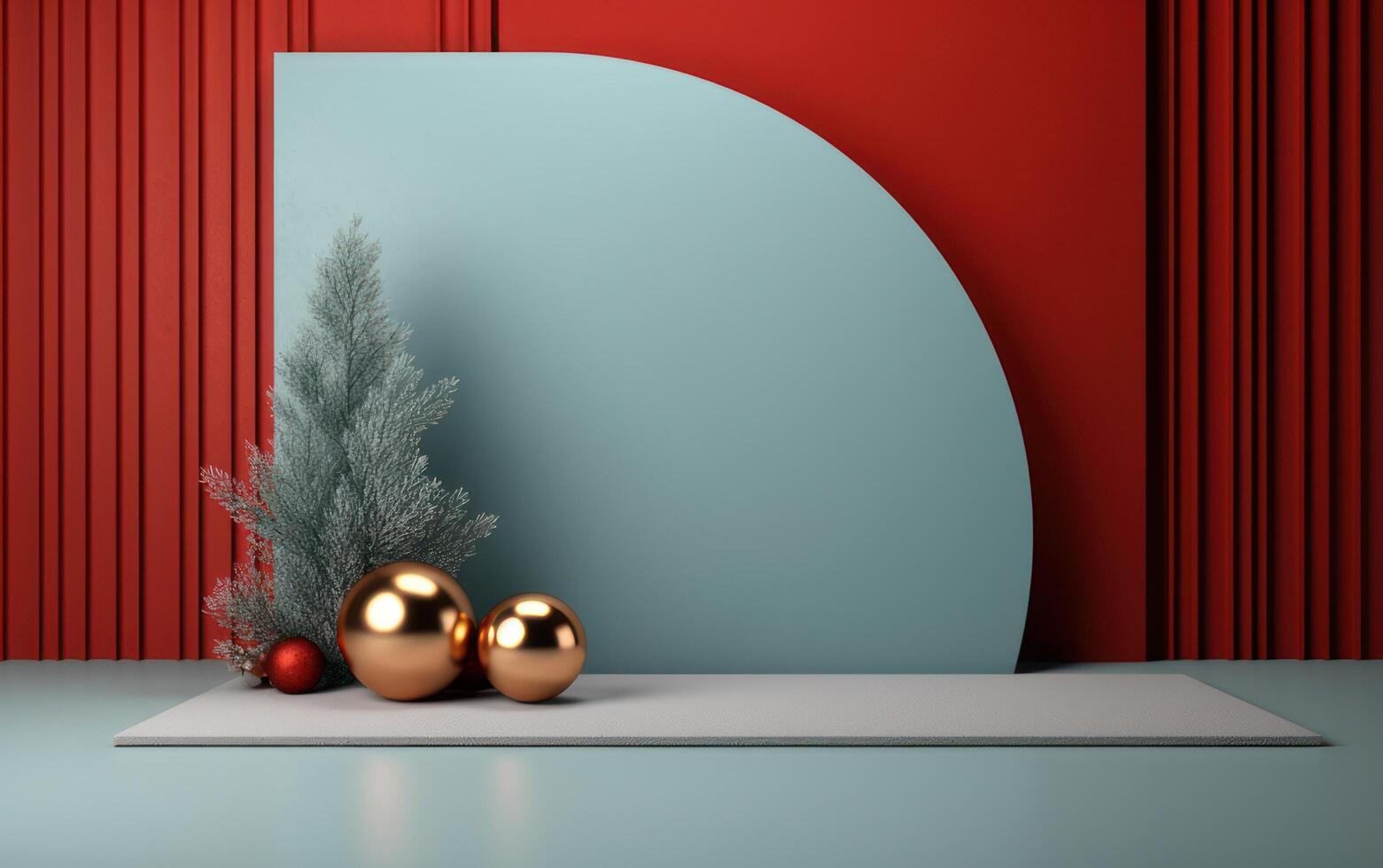 AI generated Festive Christmas scene podium for products showcase or promotional sale with minimalist. AI generated photo