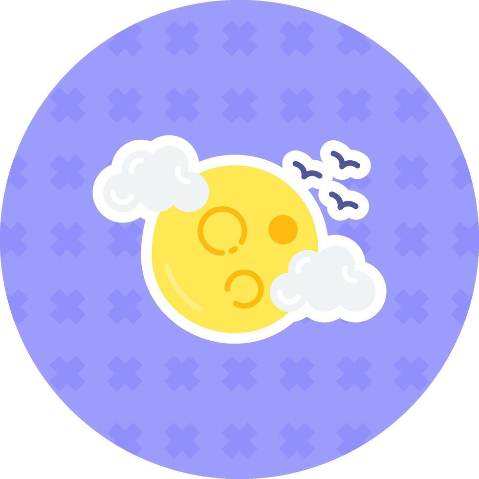 Full moon Flat Sticker Icon vector