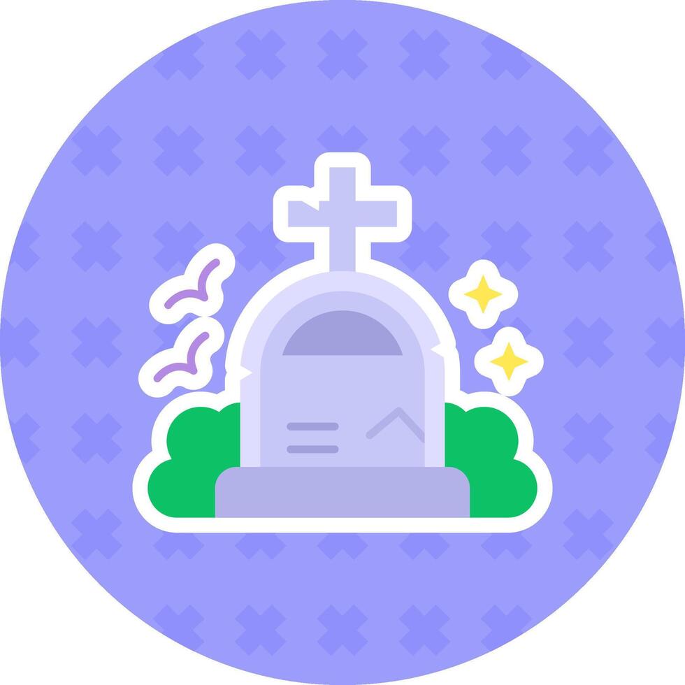 Grave Flat Sticker Icon vector