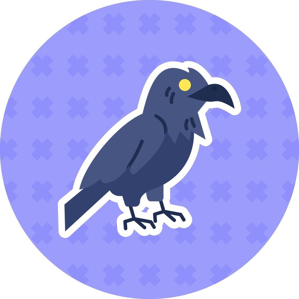 Raven Flat Sticker Icon vector