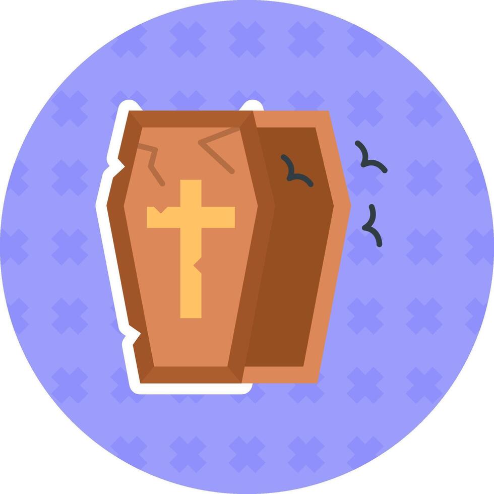 Coffin Flat Sticker Icon vector