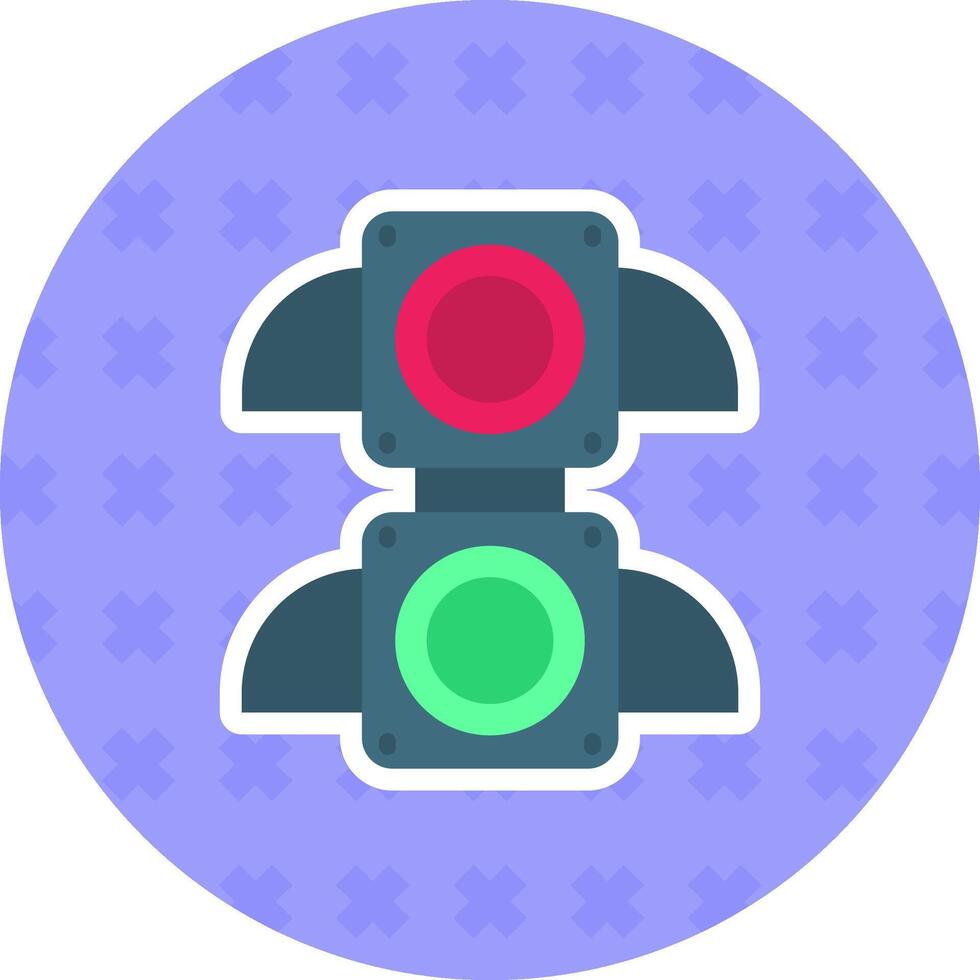 Traffic light Flat Sticker Icon vector