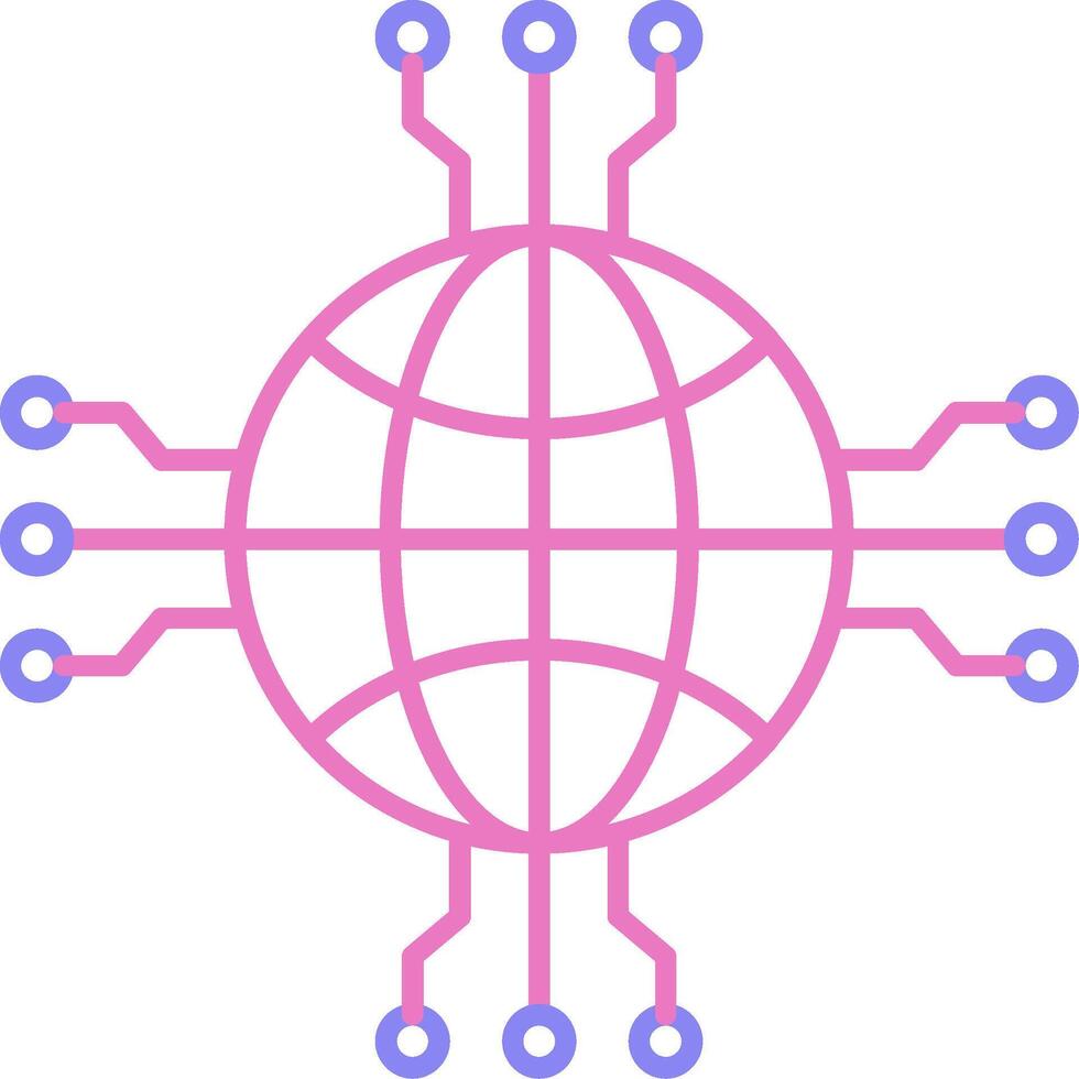 Network Linear Two Colour Icon vector
