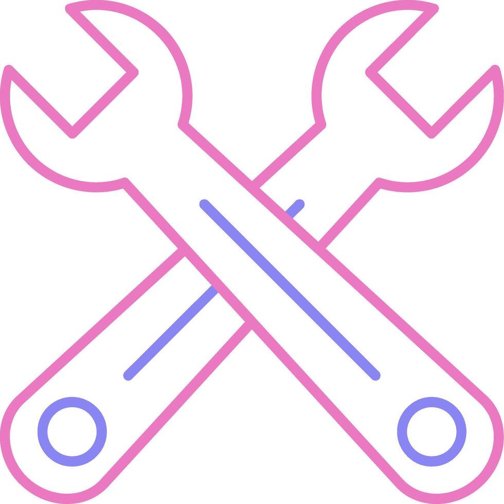 Cross Wrench Linear Two Colour Icon vector