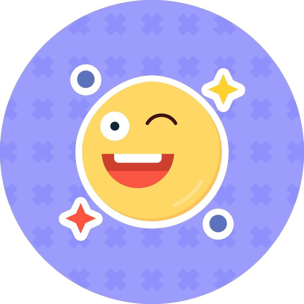 Wink Flat Sticker Icon vector