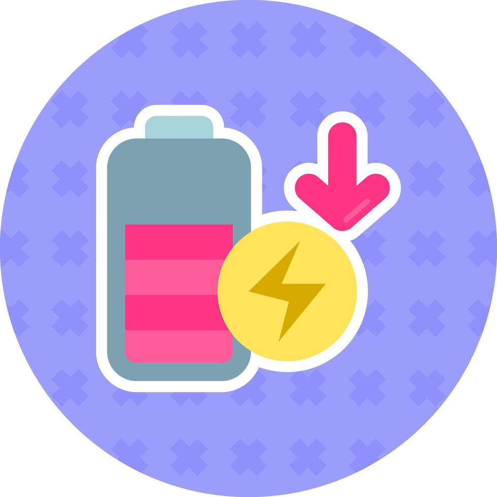 Low battery Flat Sticker Icon vector