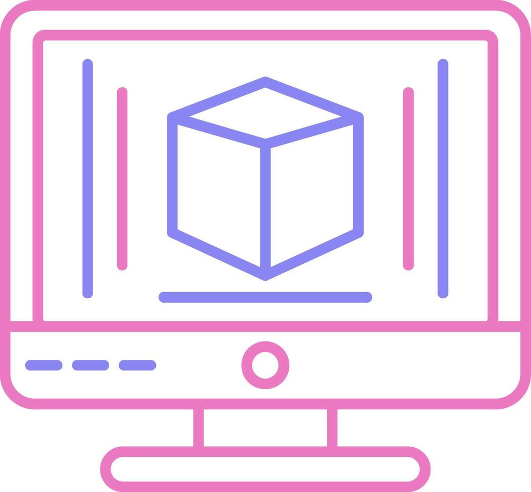 3d Modeling Linear Two Colour Icon vector