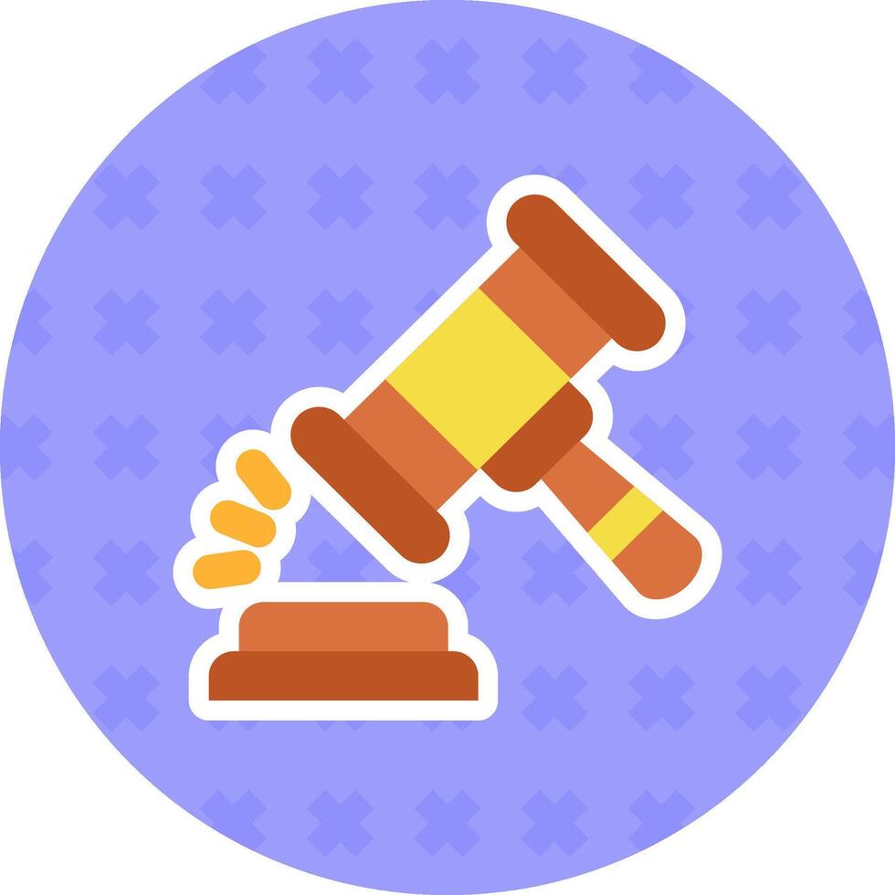 Gavel Flat Sticker Icon vector