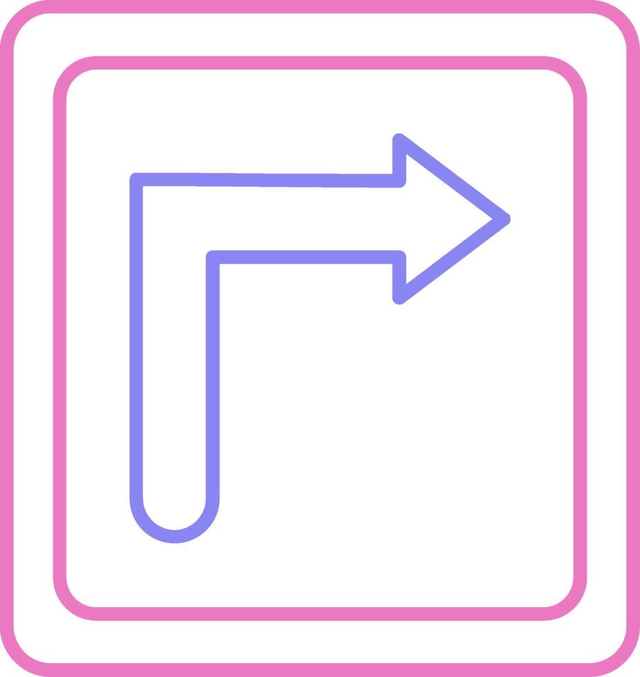 Turn Right Linear Two Colour Icon vector