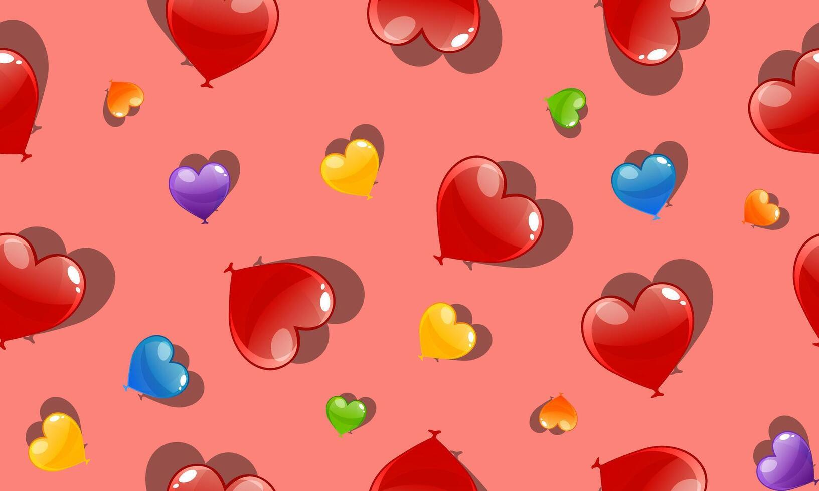 Seamless pattern with colorful balloons in the form of hearts, valentine's day background. vector