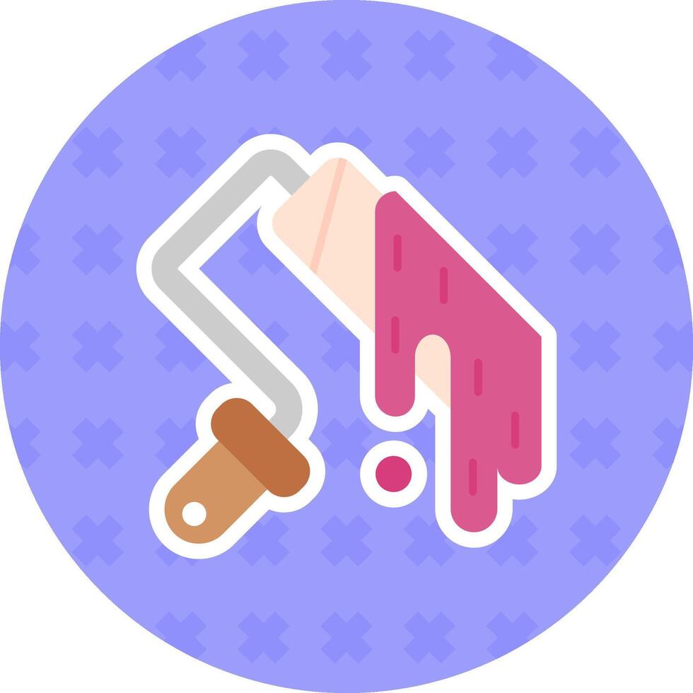 Paint roller Flat Sticker Icon vector