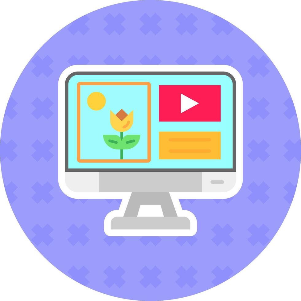 Mixed media Flat Sticker Icon vector