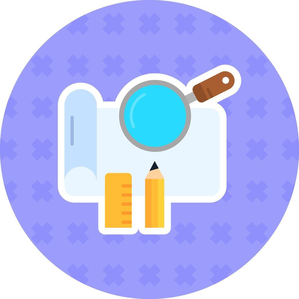 Research Flat Sticker Icon vector