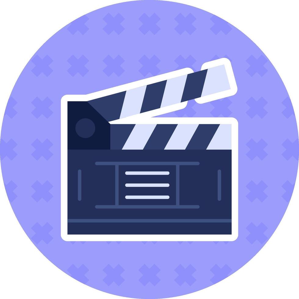 Clapperboard Flat Sticker Icon vector