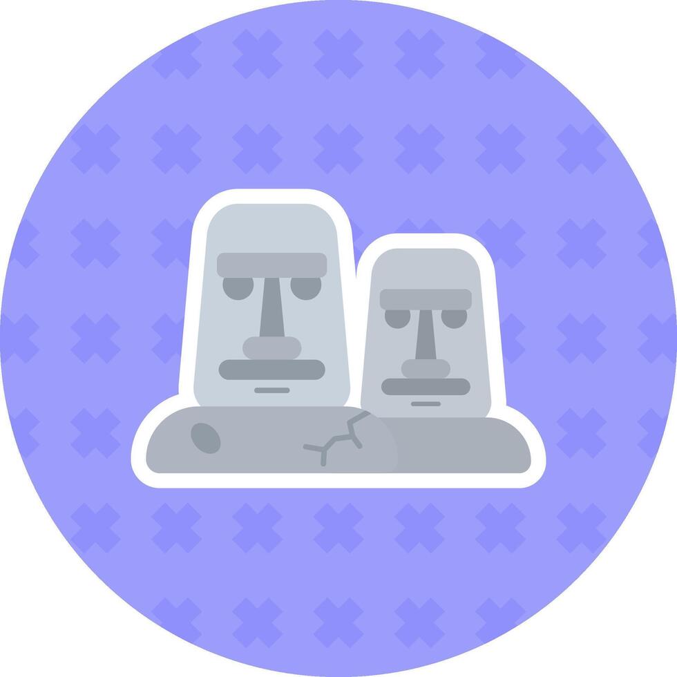 moai plano pegatina icono vector