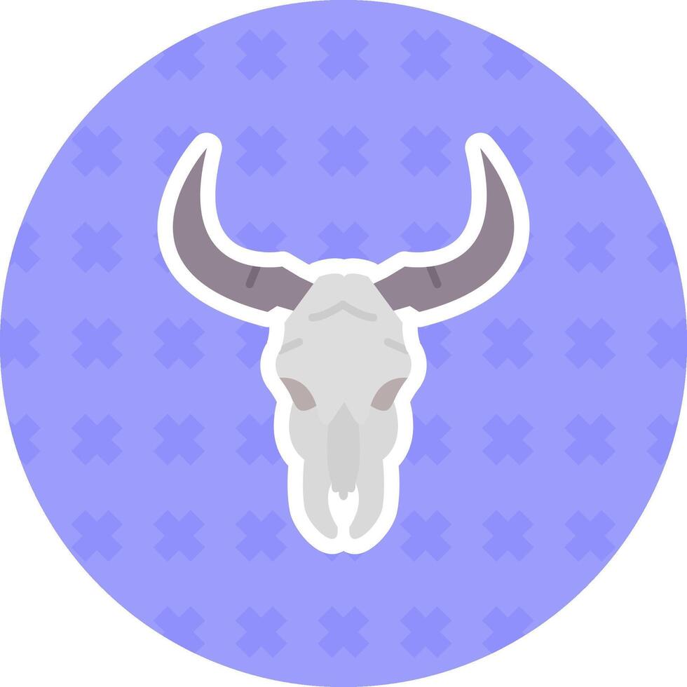 Bull skull Flat Sticker Icon vector