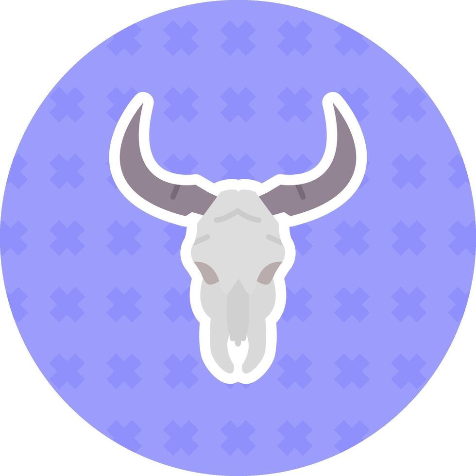 Bull skull Flat Sticker Icon vector