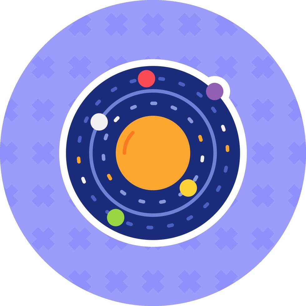 Solar system Flat Sticker Icon vector