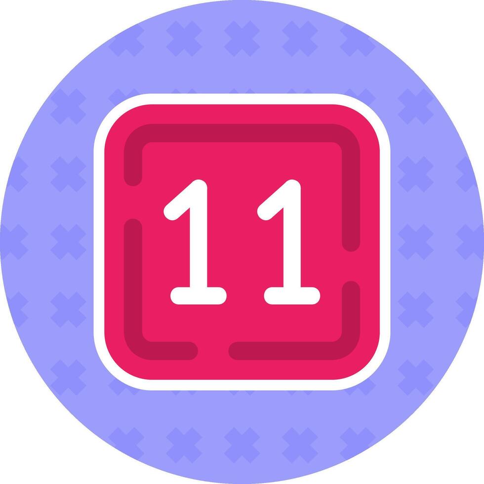 Eleven Flat Sticker Icon vector
