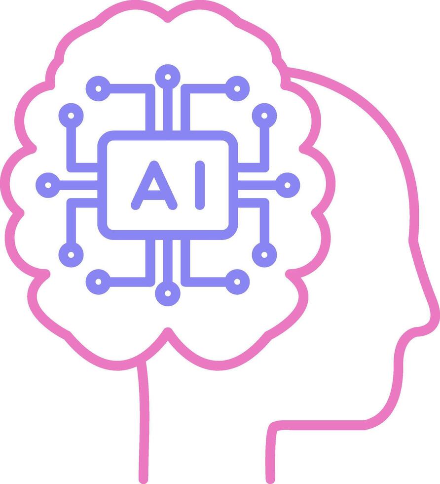 Artificial Intelligence Linear Two Colour Icon vector