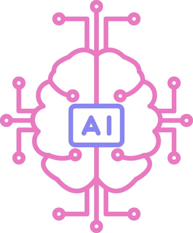 Artificial Intelligence Linear Two Colour Icon vector