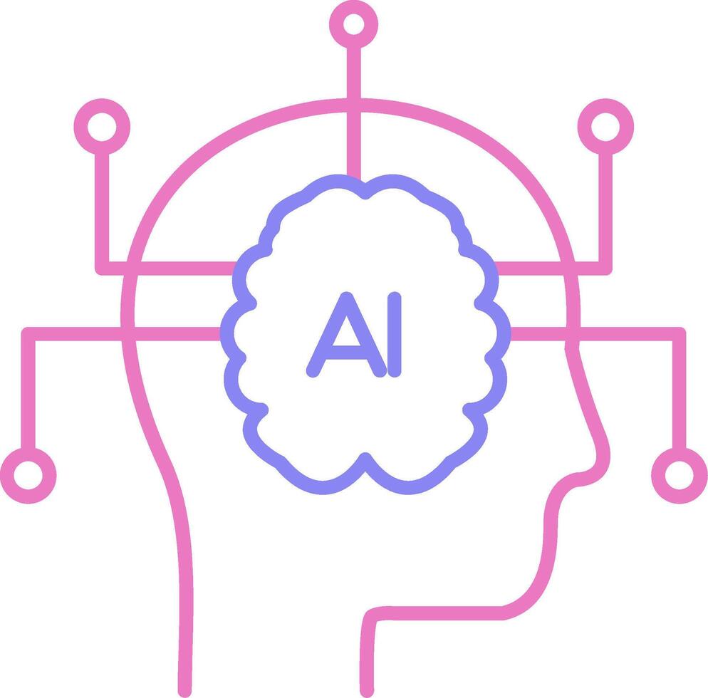 Artificial Intelligence Linear Two Colour Icon vector
